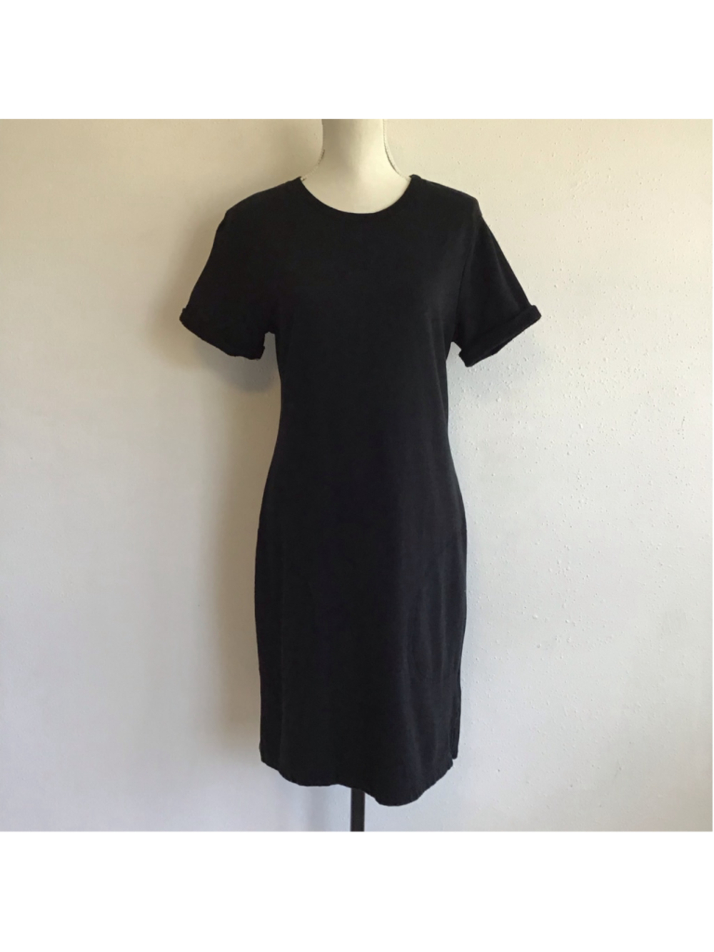 LA Made Women's Elegant Relaxed Black Short Sleeve Midi Dress Size M